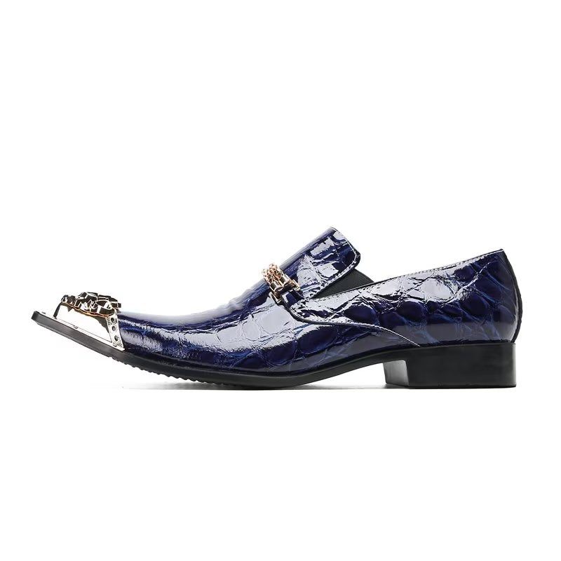 Formelle Herrenschuhe Mit Exotischer Textur Schicke Slip-on-schuhe - Blau