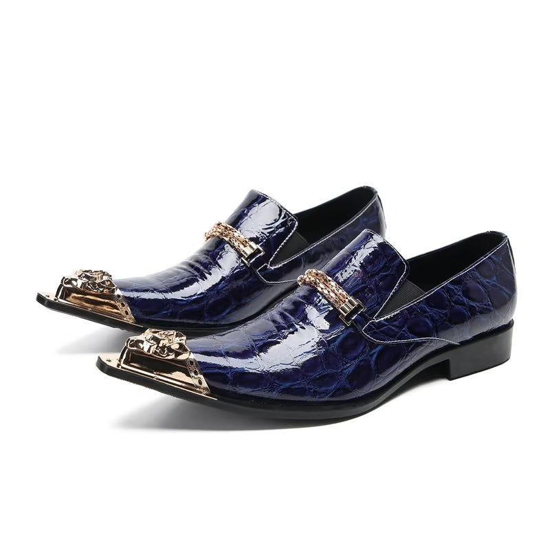 Formelle Herrenschuhe Mit Exotischer Textur Schicke Slip-on-schuhe - Blau