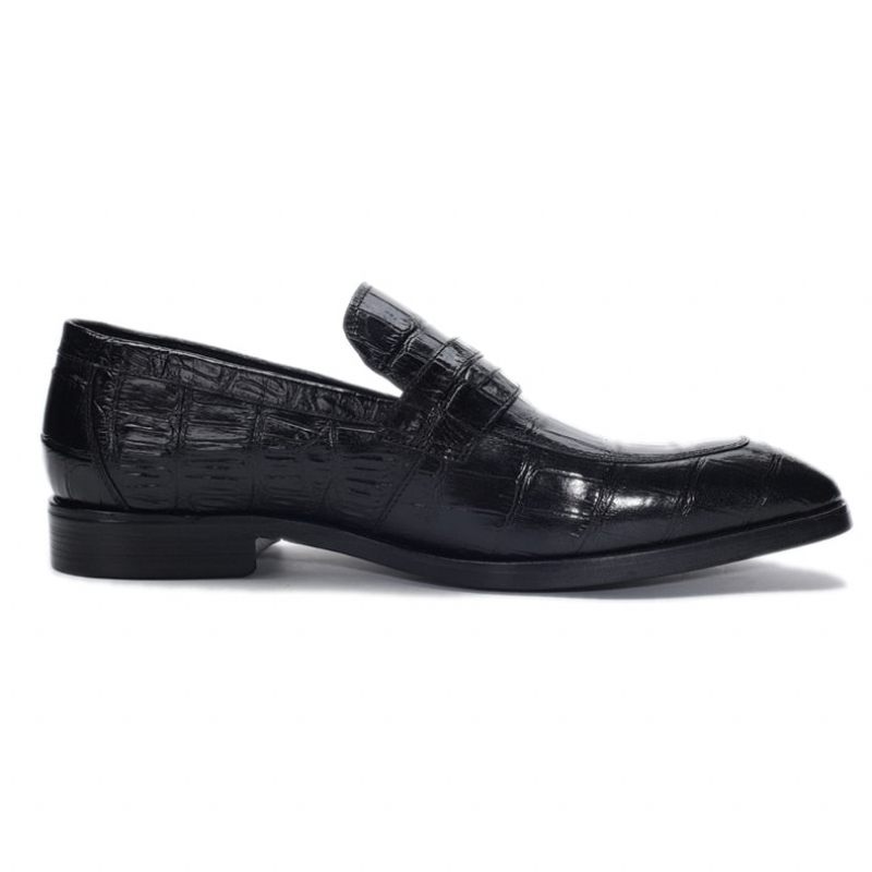 Formelle Herrenschuhe Mit Exotischer Textur Slip-on-brogue-schuhe - Schwarz