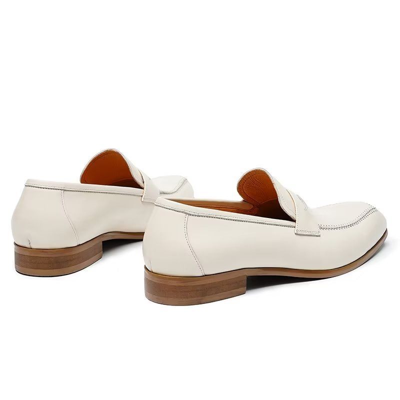 Formelle Herrenschuhe Mit Geprägter Eleganz Slip-on-schuhe Quadratischer Zehenpartie - Weiß