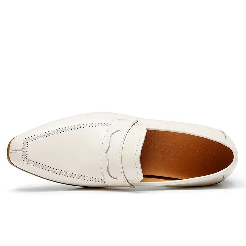 Formelle Herrenschuhe Mit Geprägter Eleganz Slip-on-schuhe Quadratischer Zehenpartie - Weiß