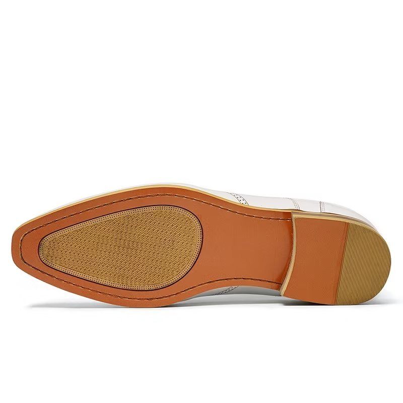 Formelle Herrenschuhe Mit Geprägter Eleganz Slip-on-schuhe Quadratischer Zehenpartie - Weiß