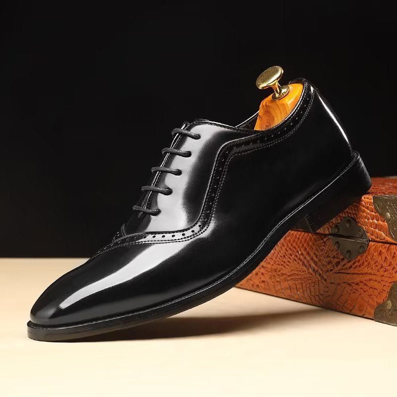 Formelle Herrenschuhe Mit Geprägter Eleganz Spitzer Zehenbereich Stilvolle Oxford-schuhe - Schwarz