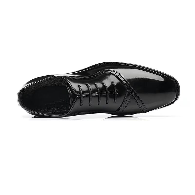 Formelle Herrenschuhe Mit Geprägter Eleganz Spitzer Zehenbereich Stilvolle Oxford-schuhe - Schwarz