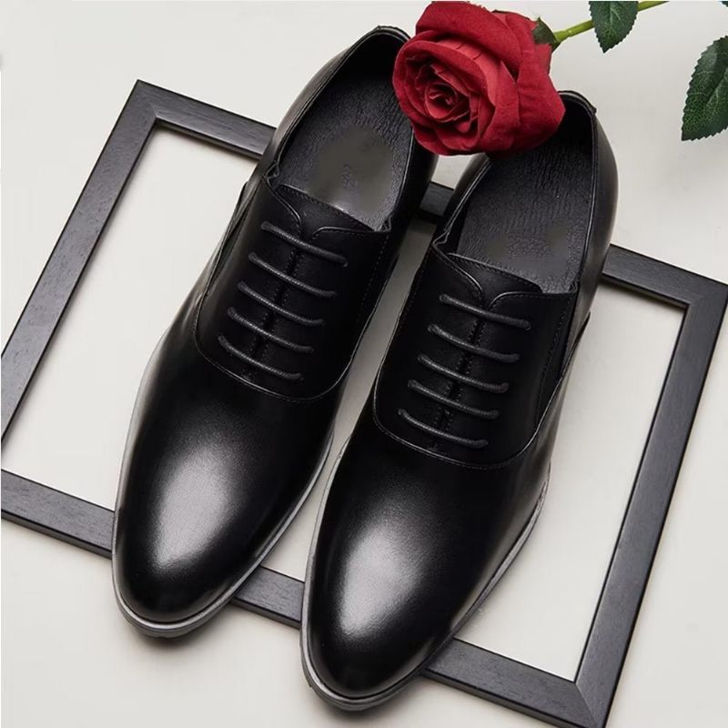 Formelle Herrenschuhe Mit Geprägter Eleganz Und Spitzer Zehenpartie Oxford-schuhe - Schwarz