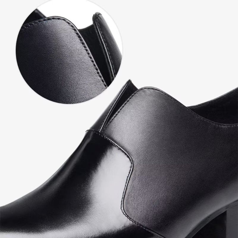 Formelle Herrenschuhe Mit Geprägter Spitzer Zehenpartie Slip-on-schuhe - Schwarz