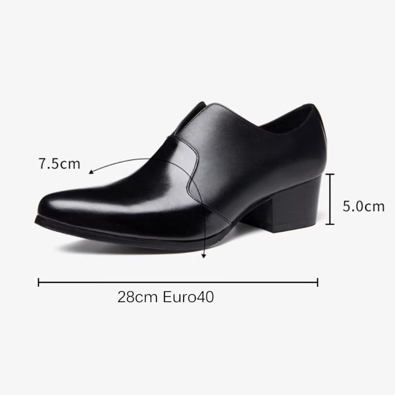 Formelle Herrenschuhe Mit Geprägter Spitzer Zehenpartie Slip-on-schuhe - Schwarz