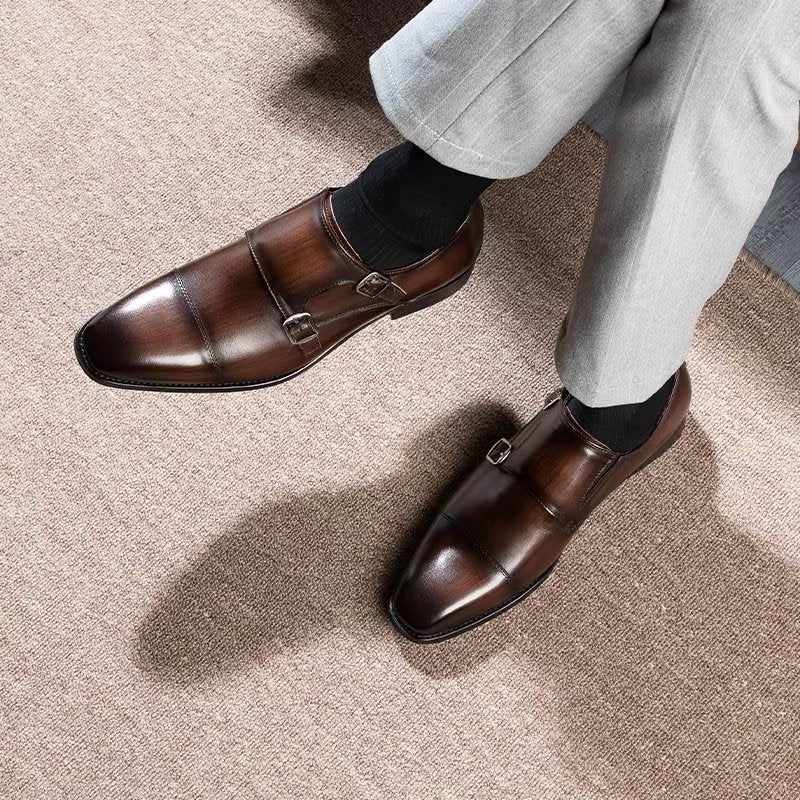 Formelle Herrenschuhe Mit Monkstrap-schuhen - Kaffee