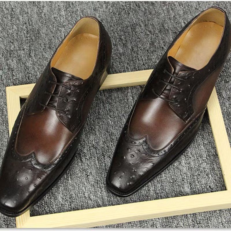 Formelle Herrenschuhe Modische Maßgeschneiderte Brogue-hochzeitsschuhe Aus Leder - Kaffee