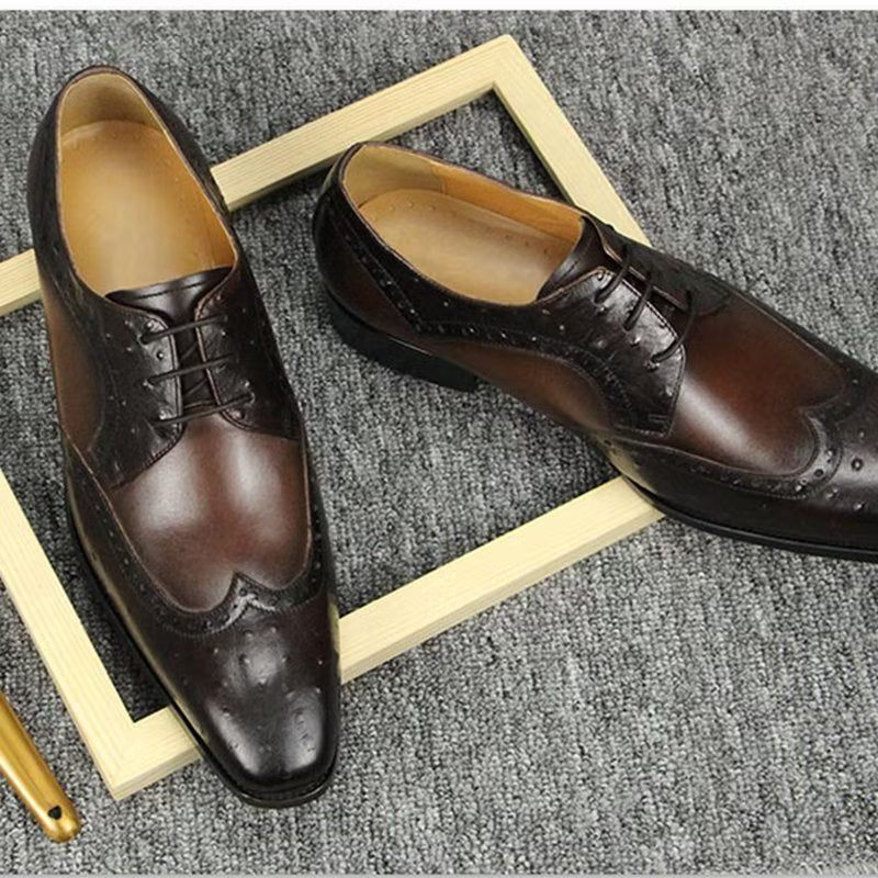 Formelle Herrenschuhe Modische Maßgeschneiderte Brogue-hochzeitsschuhe Aus Leder - Kaffee