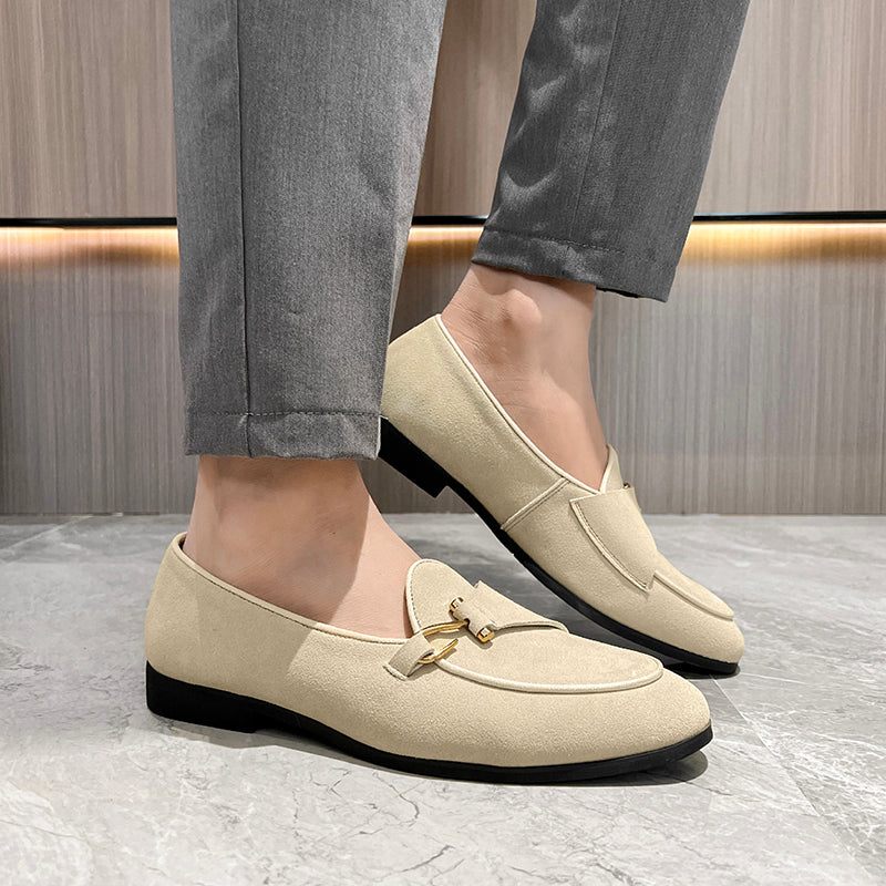 Formelle Herrenschuhe Modische Slip-on-schuhe Im Brogue-stil - Beige