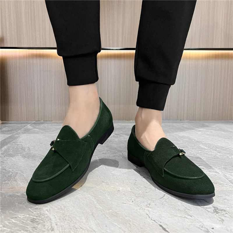 Formelle Herrenschuhe Modische Slip-on-schuhe Im Brogue-stil - Grün