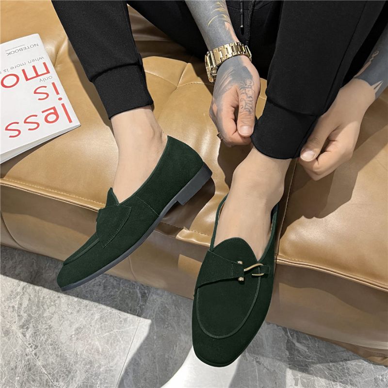 Formelle Herrenschuhe Modische Slip-on-schuhe Im Brogue-stil - Grün