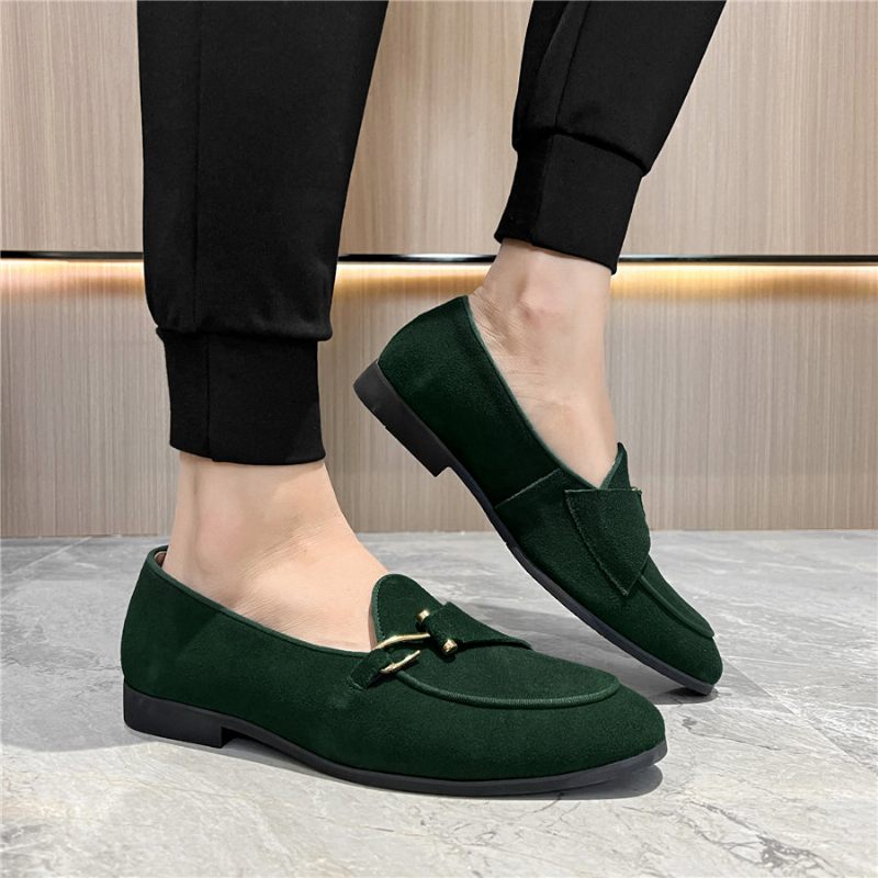 Formelle Herrenschuhe Modische Slip-on-schuhe Im Brogue-stil - Grün