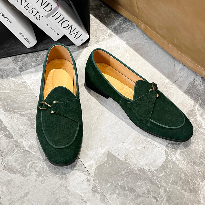 Formelle Herrenschuhe Modische Slip-on-schuhe Im Brogue-stil - Grün