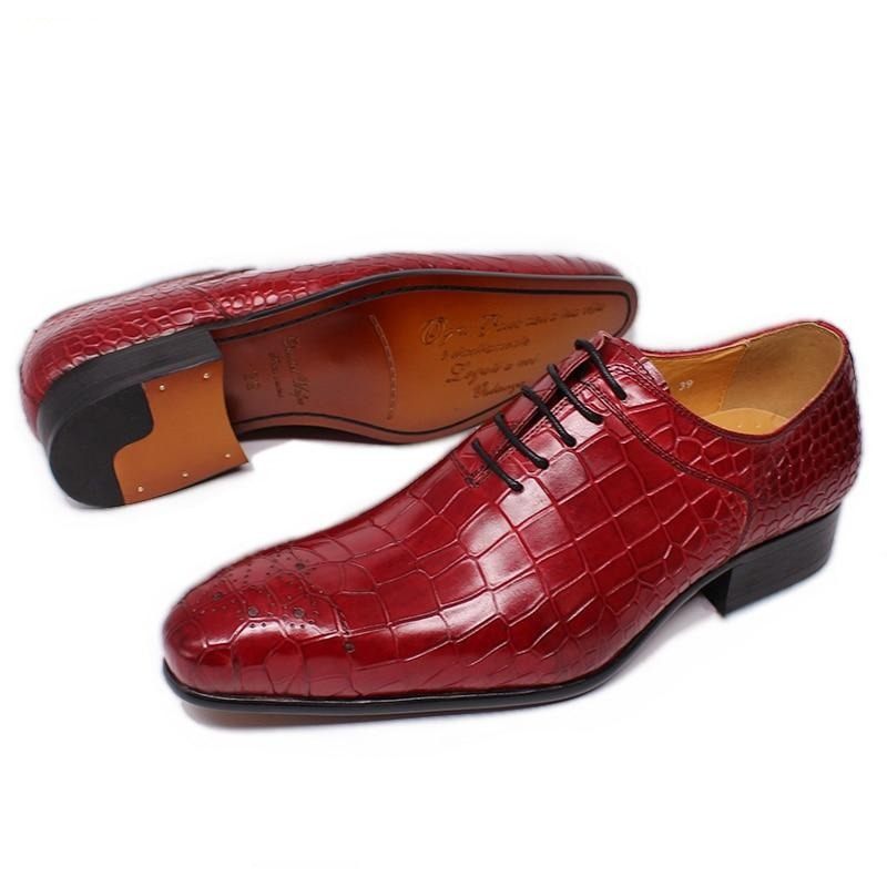 Formelle Herrenschuhe Opulent Crocprint Oxford-schuhe - Rot