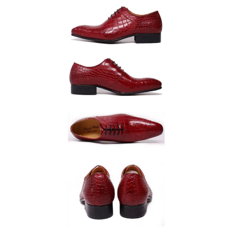 Formelle Herrenschuhe Opulent Crocprint Oxford-schuhe - Rot