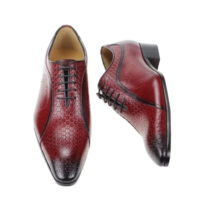 Formelle Herrenschuhe Opulente Brogue-hochzeits-oxfords Aus Leder - Rot