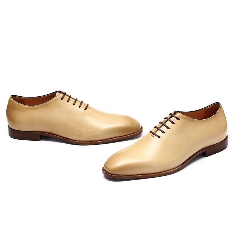 Formelle Herrenschuhe Opulente Exotische Oxford-schuhe Mit Runder Zehenpartie - Beige