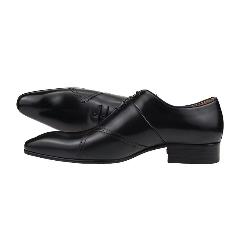 Formelle Herrenschuhe Opulente Maßgeschneiderte Brogue-hochzeitsschuhe Aus Leder - Schwarz