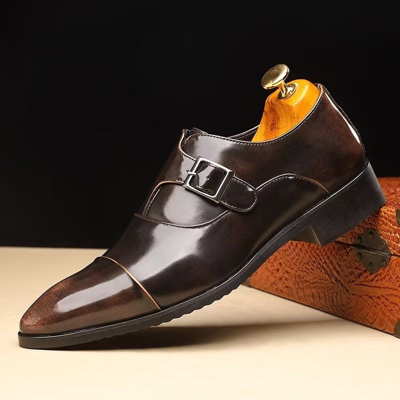 Formelle Herrenschuhe Raffinierte Eleganz Spitze Zehenpartie Monkstrap-kleiderschuhe - Kaffee