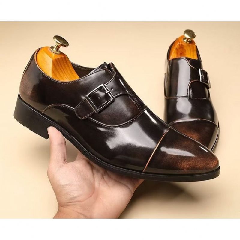 Formelle Herrenschuhe Raffinierte Eleganz Spitze Zehenpartie Monkstrap-kleiderschuhe - Kaffee