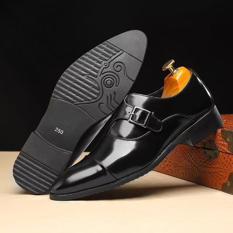 Formelle Herrenschuhe Raffinierte Eleganz Spitze Zehenpartie Monkstrap-kleiderschuhe - Schwarz