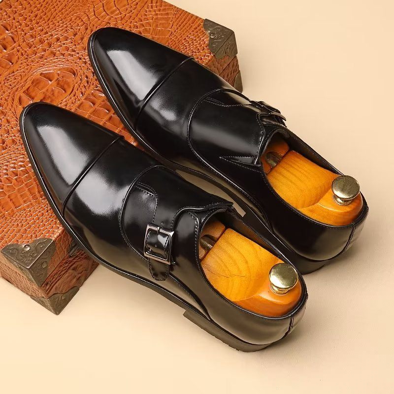 Formelle Herrenschuhe Raffinierte Eleganz Spitze Zehenpartie Monkstrap-kleiderschuhe - Schwarz