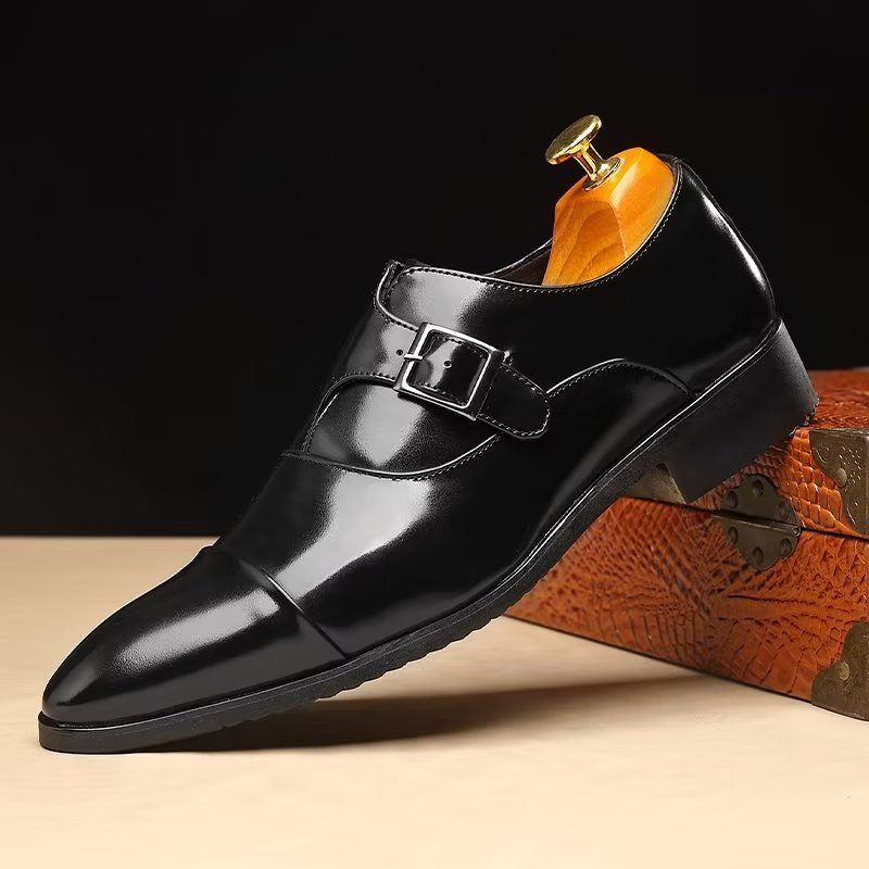 Formelle Herrenschuhe Raffinierte Eleganz Spitze Zehenpartie Monkstrap-kleiderschuhe - Schwarz