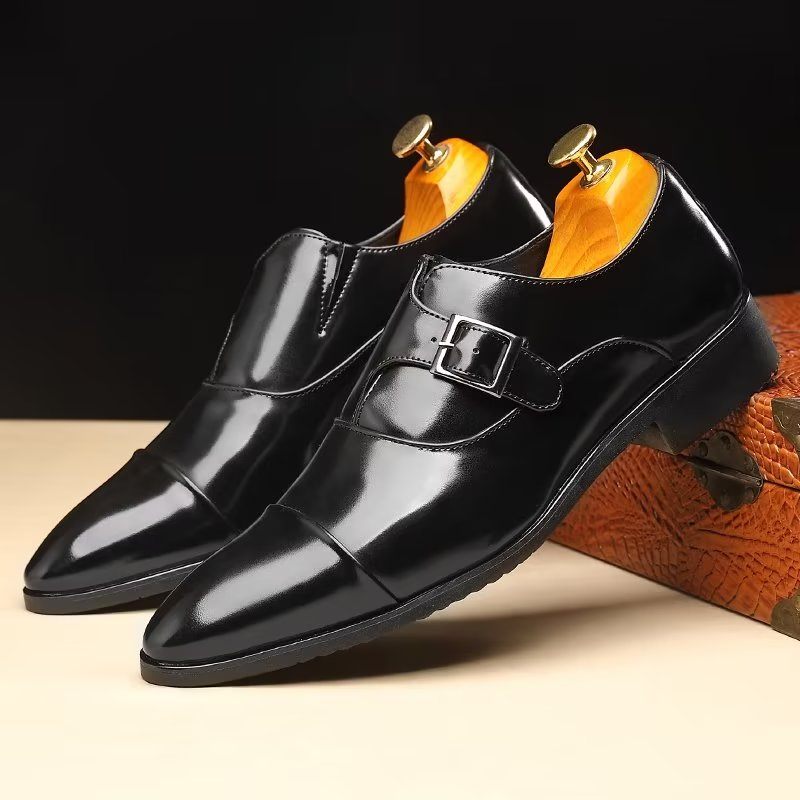 Formelle Herrenschuhe Raffinierte Eleganz Spitze Zehenpartie Monkstrap-kleiderschuhe - Schwarz