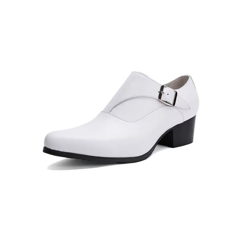 Formelle Herrenschuhe Raffinierte Geprägte Spitze Zehen-monkstrap-kleiderschuhe - Weiß