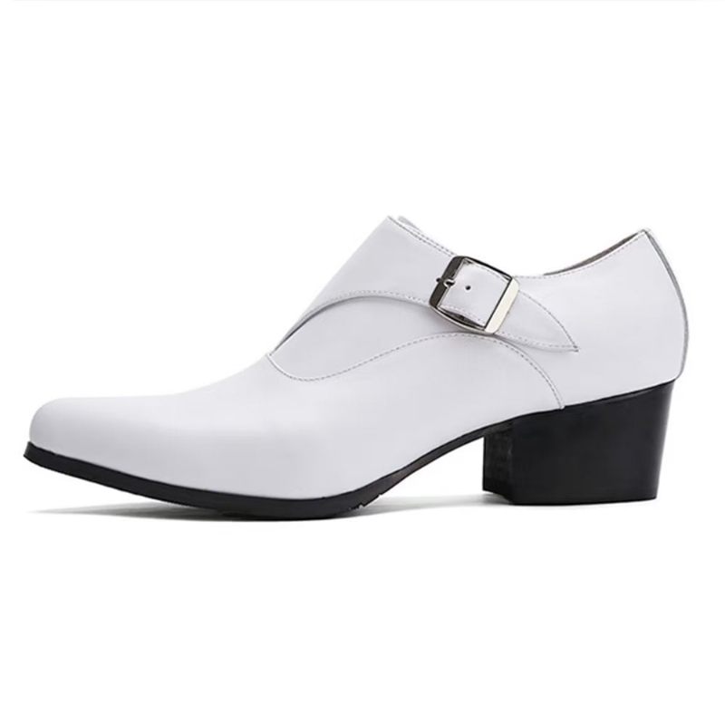 Formelle Herrenschuhe Raffinierte Geprägte Spitze Zehen-monkstrap-kleiderschuhe - Weiß