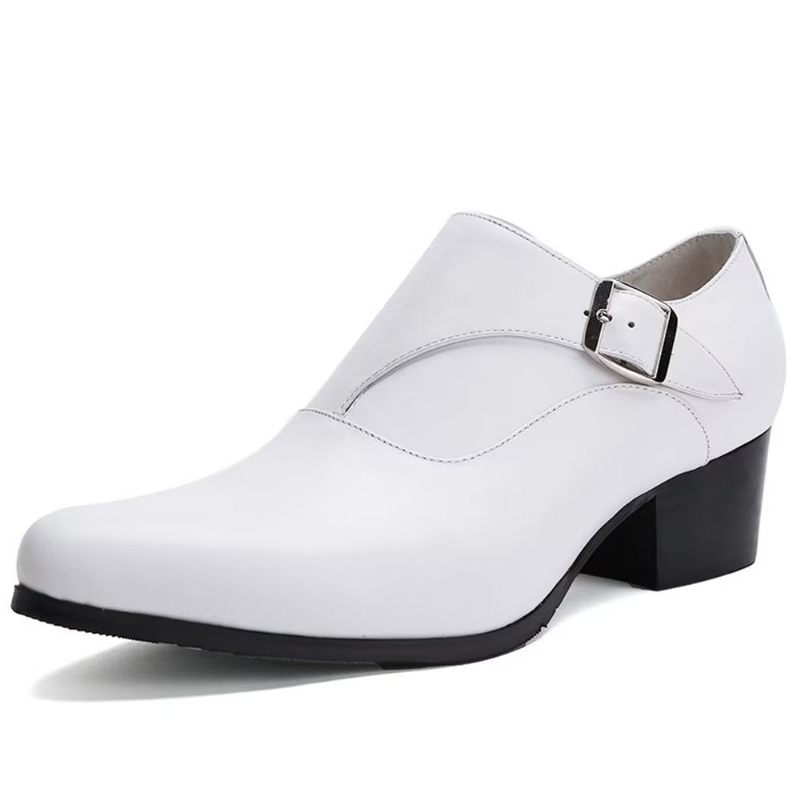 Formelle Herrenschuhe Raffinierte Geprägte Spitze Zehen-monkstrap-kleiderschuhe - Weiß