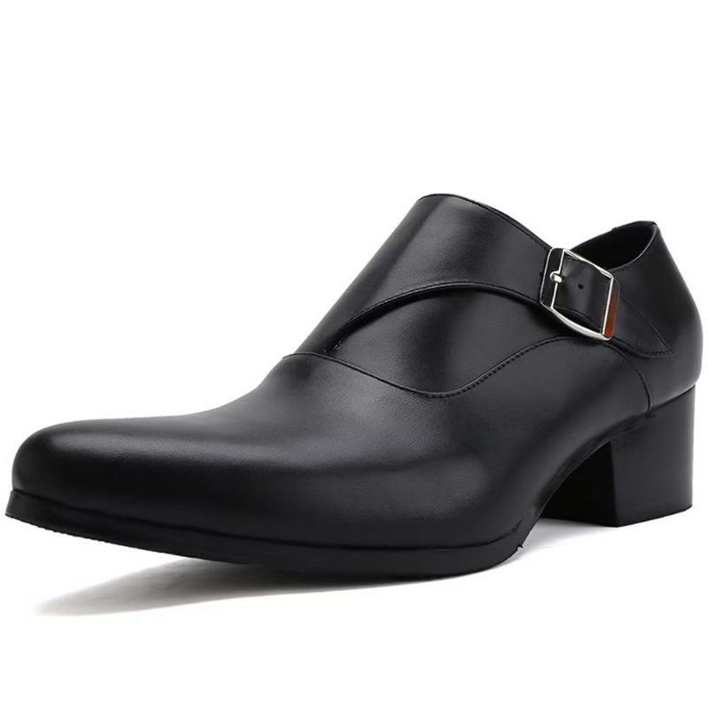 Formelle Herrenschuhe Raffinierte Geprägte Spitze Zehen-monkstrap-kleiderschuhe - Schwarz