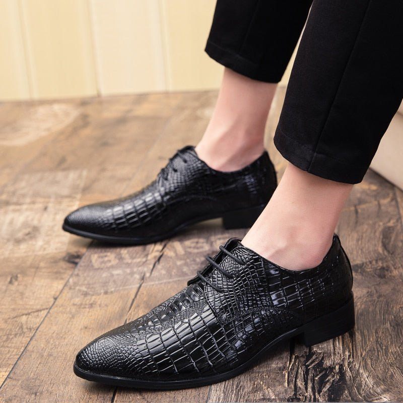 Formelle Herrenschuhe Schicke Alligator-schnürschuhe - Schwarz