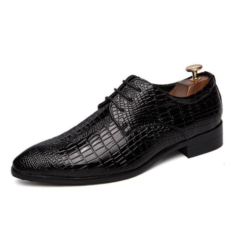 Formelle Herrenschuhe Schicke Alligator-schnürschuhe - Schwarz