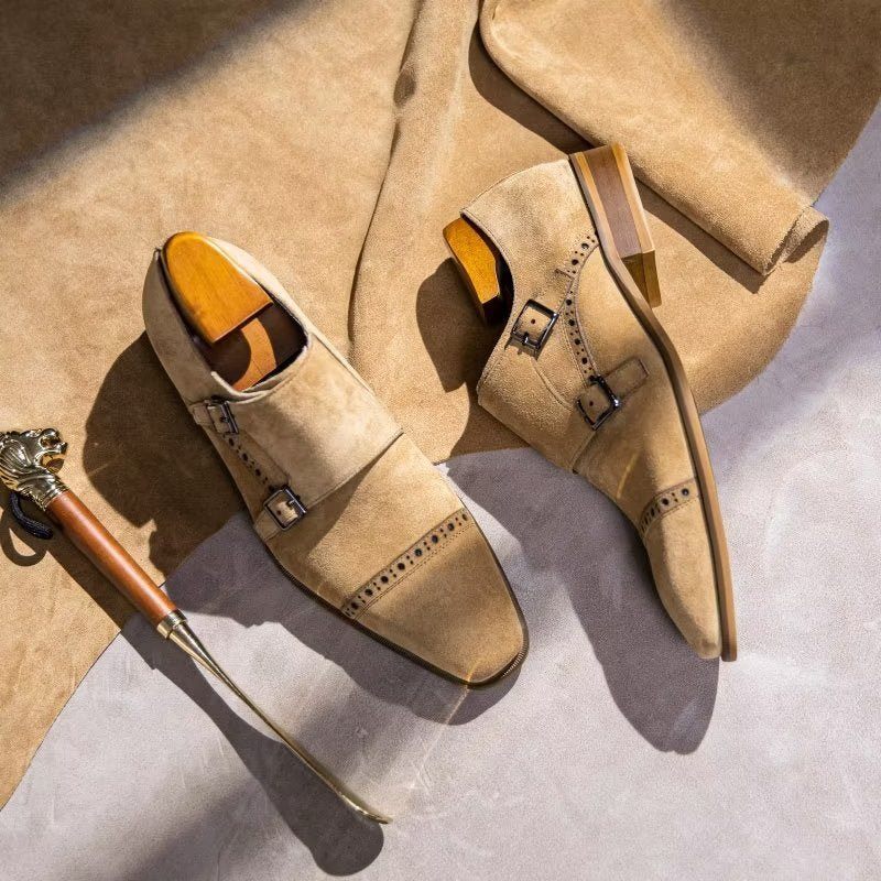 Formelle Herrenschuhe Schicke Monkstraps-kleiderschuhe Mit Schnallenverschluss - Beige