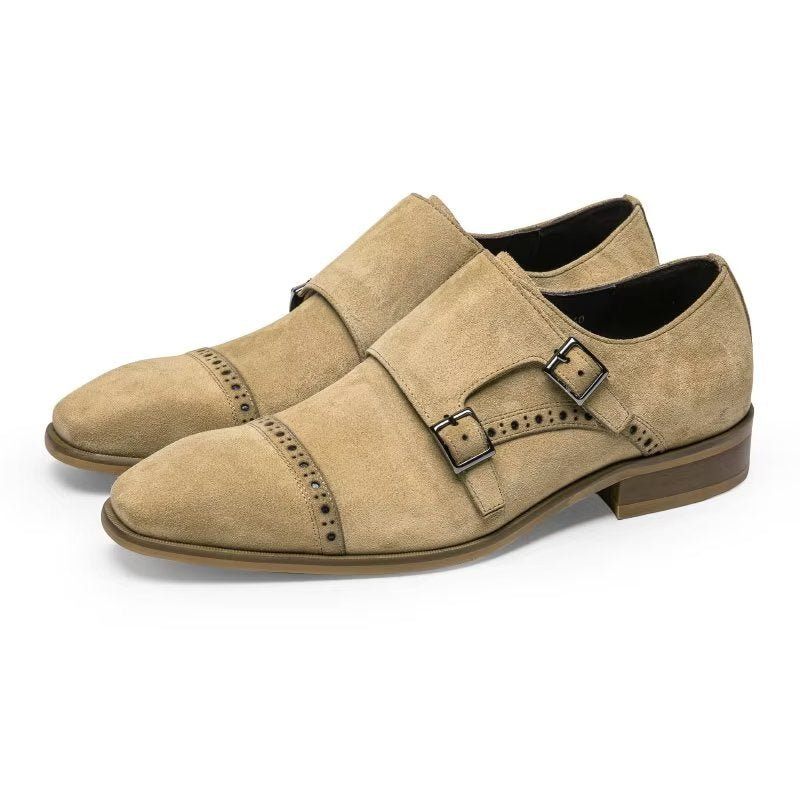 Formelle Herrenschuhe Schicke Monkstraps-kleiderschuhe Mit Schnallenverschluss - Beige