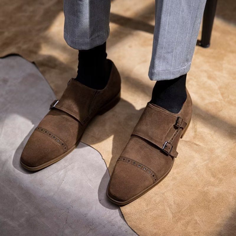 Formelle Herrenschuhe Schicke Monkstraps-kleiderschuhe Mit Schnallenverschluss - Braun