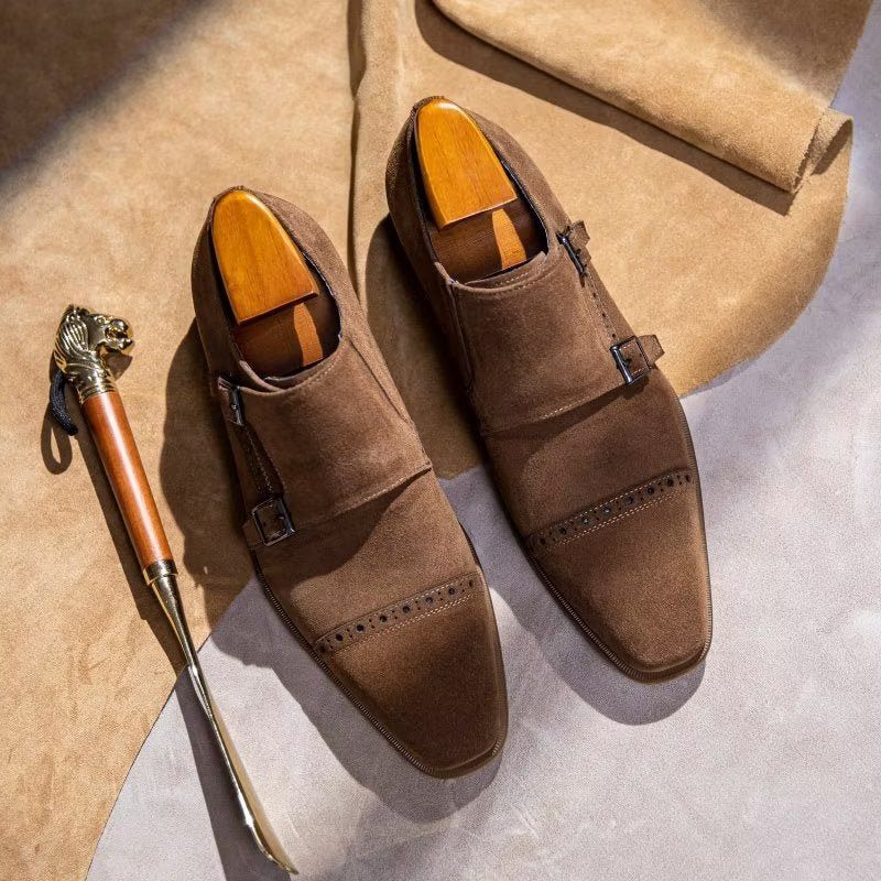 Formelle Herrenschuhe Schicke Monkstraps-kleiderschuhe Mit Schnallenverschluss - Braun