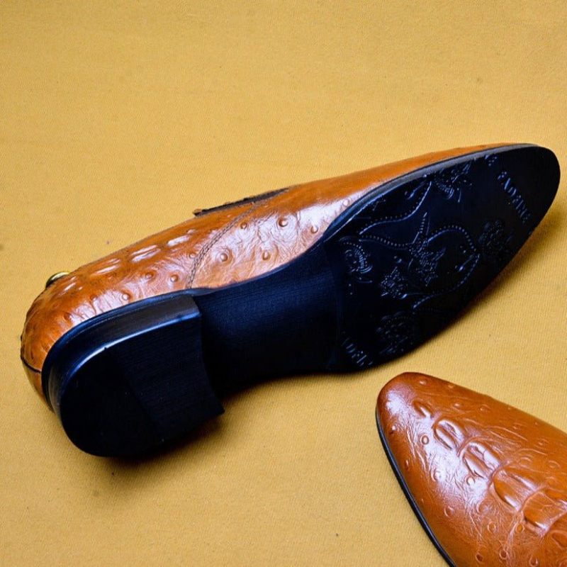 Formelle Herrenschuhe Schicke Slip-on-schuhe Aus Crocleather Mit Spitzer Zehenpartie - Schwarz