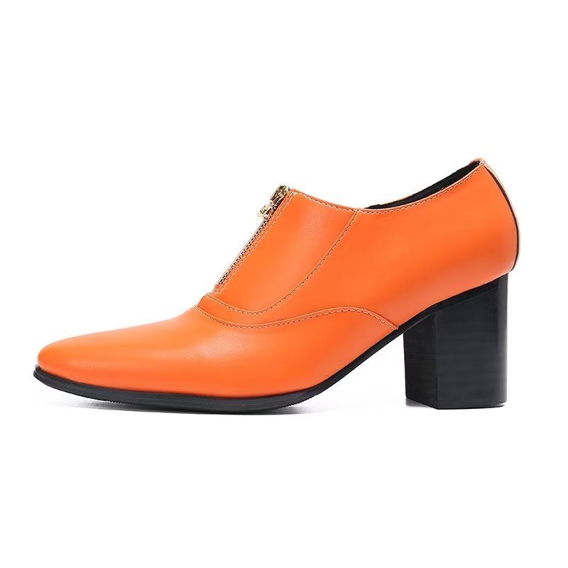 Formelle Herrenschuhe Schicke Slip-on-schuhe Aus Echtem Leder - Orange