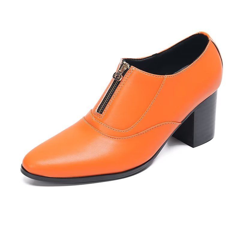 Formelle Herrenschuhe Schicke Slip-on-schuhe Aus Echtem Leder - Orange