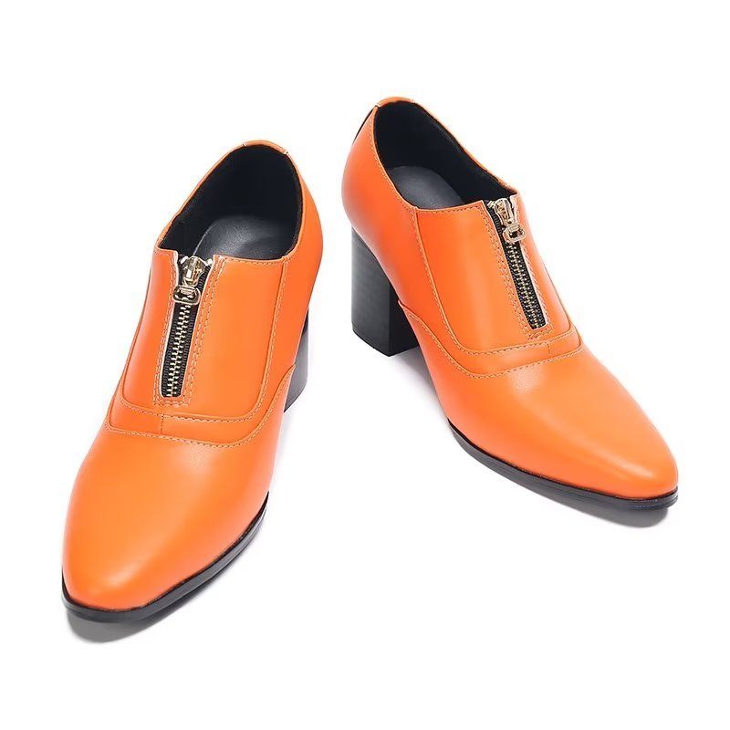 Formelle Herrenschuhe Schicke Slip-on-schuhe Aus Echtem Leder - Orange