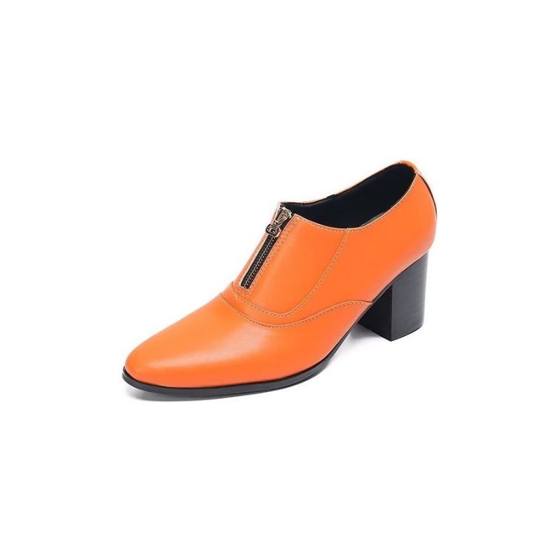 Formelle Herrenschuhe Schicke Slip-on-schuhe Aus Echtem Leder - Orange