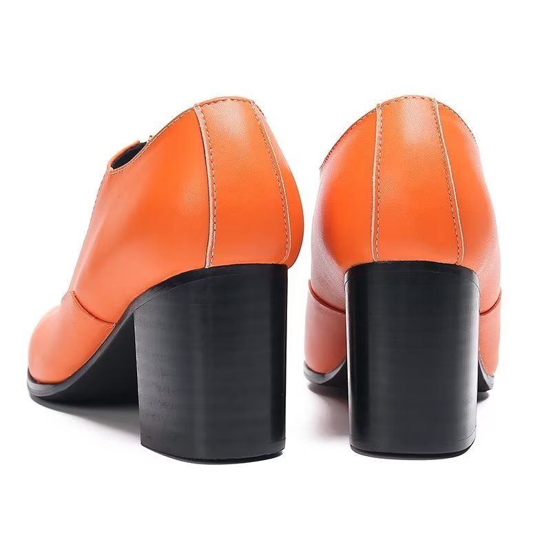 Formelle Herrenschuhe Schicke Slip-on-schuhe Aus Echtem Leder - Orange