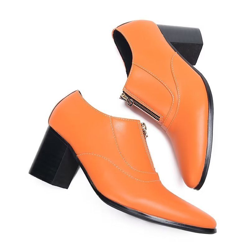 Formelle Herrenschuhe Schicke Slip-on-schuhe Aus Echtem Leder - Orange