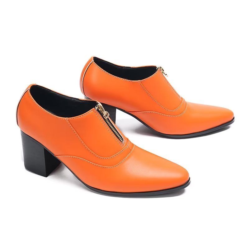 Formelle Herrenschuhe Schicke Slip-on-schuhe Aus Echtem Leder - Orange