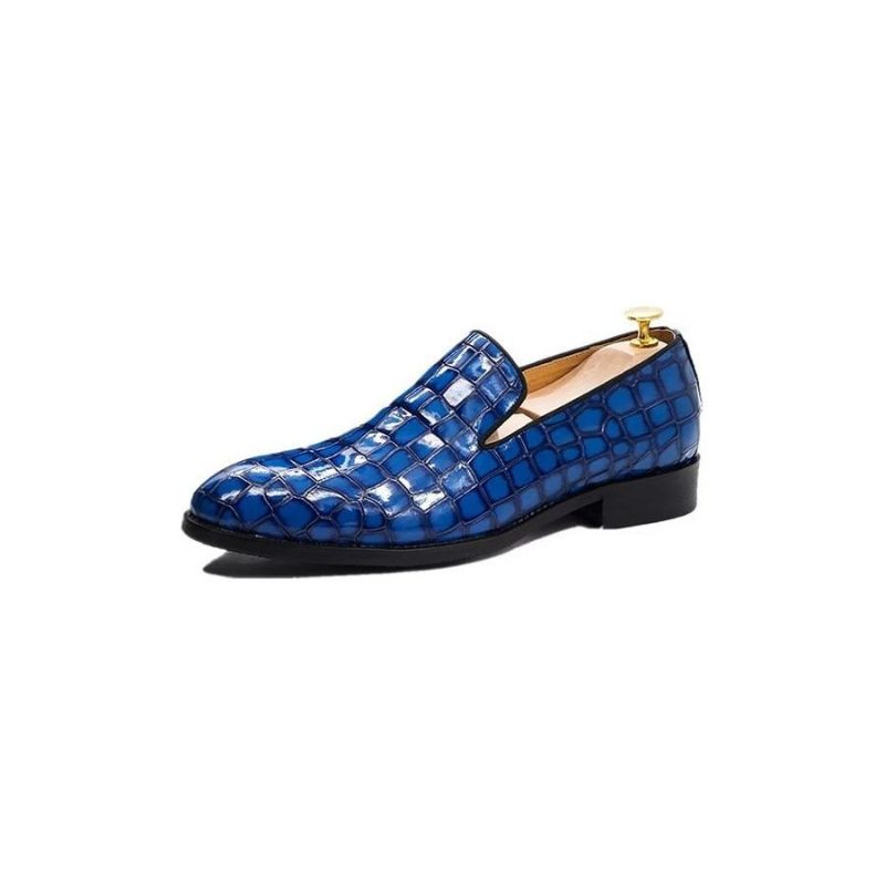 Formelle Herrenschuhe Schicke Slip-on-schuhe Aus Krokodilleder - Blau