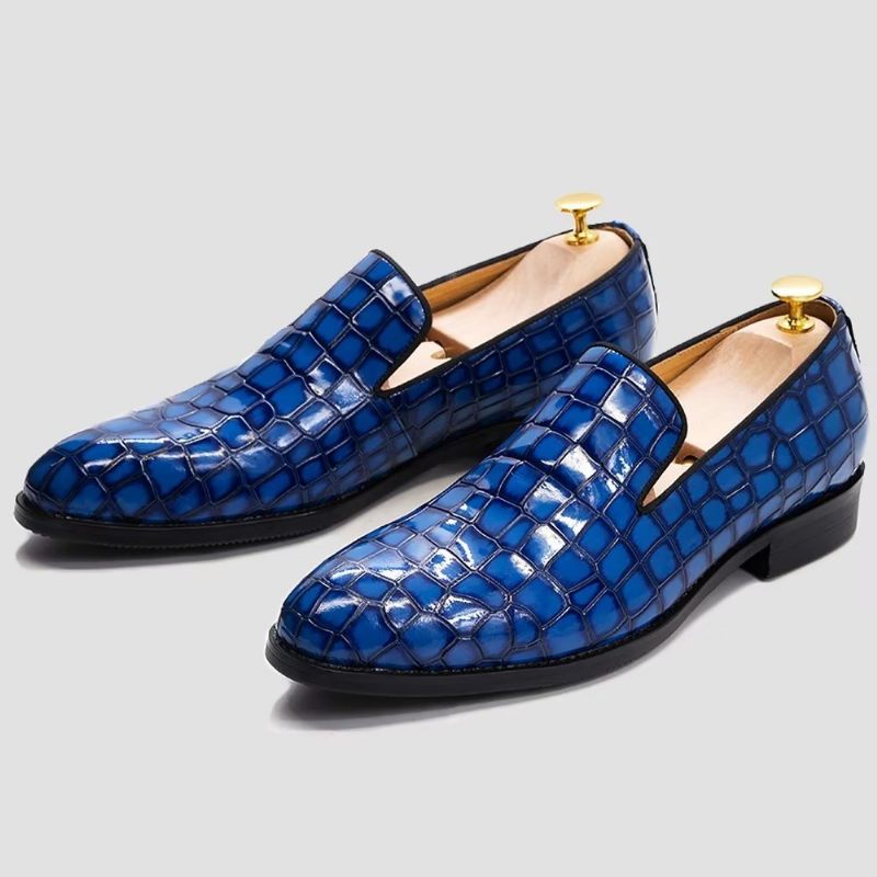 Formelle Herrenschuhe Schicke Slip-on-schuhe Aus Krokodilleder - Blau